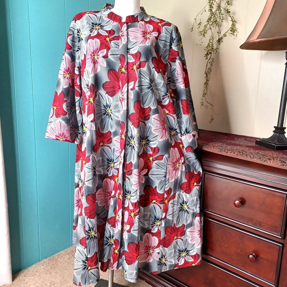 Zuri Kenya Touch Of Grey Cotton Dress Size 3X